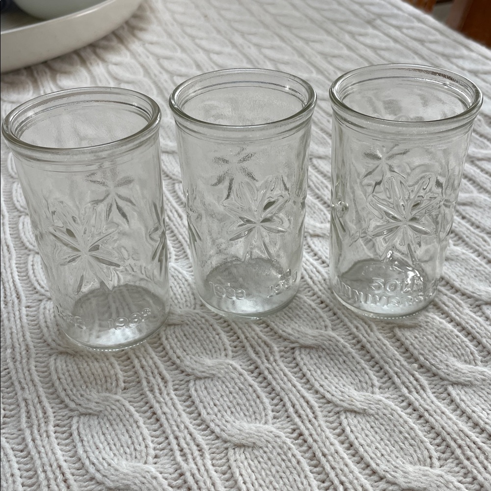 3 VTG Ball Jelly juice jar/glasses, 50th anniversary Ball 1933 to 1983 starburst - Picture 8 of 15